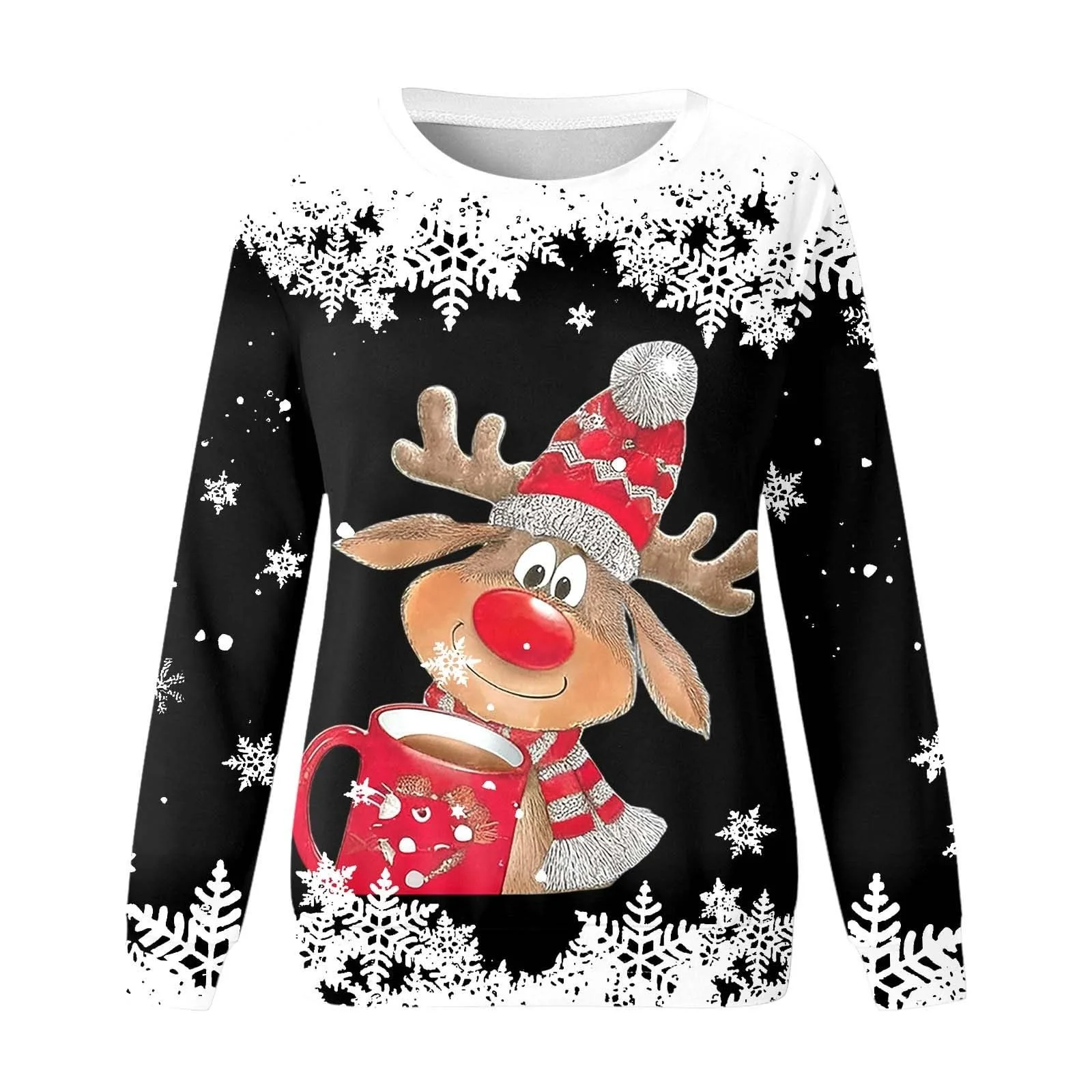 Детский рождественский джемпер для девочек, размер 152 - Пуловер для девочек с принтом оленя, длинные рукава, с капюшоном, повседневный топ для ежедневного использования, фото №2
