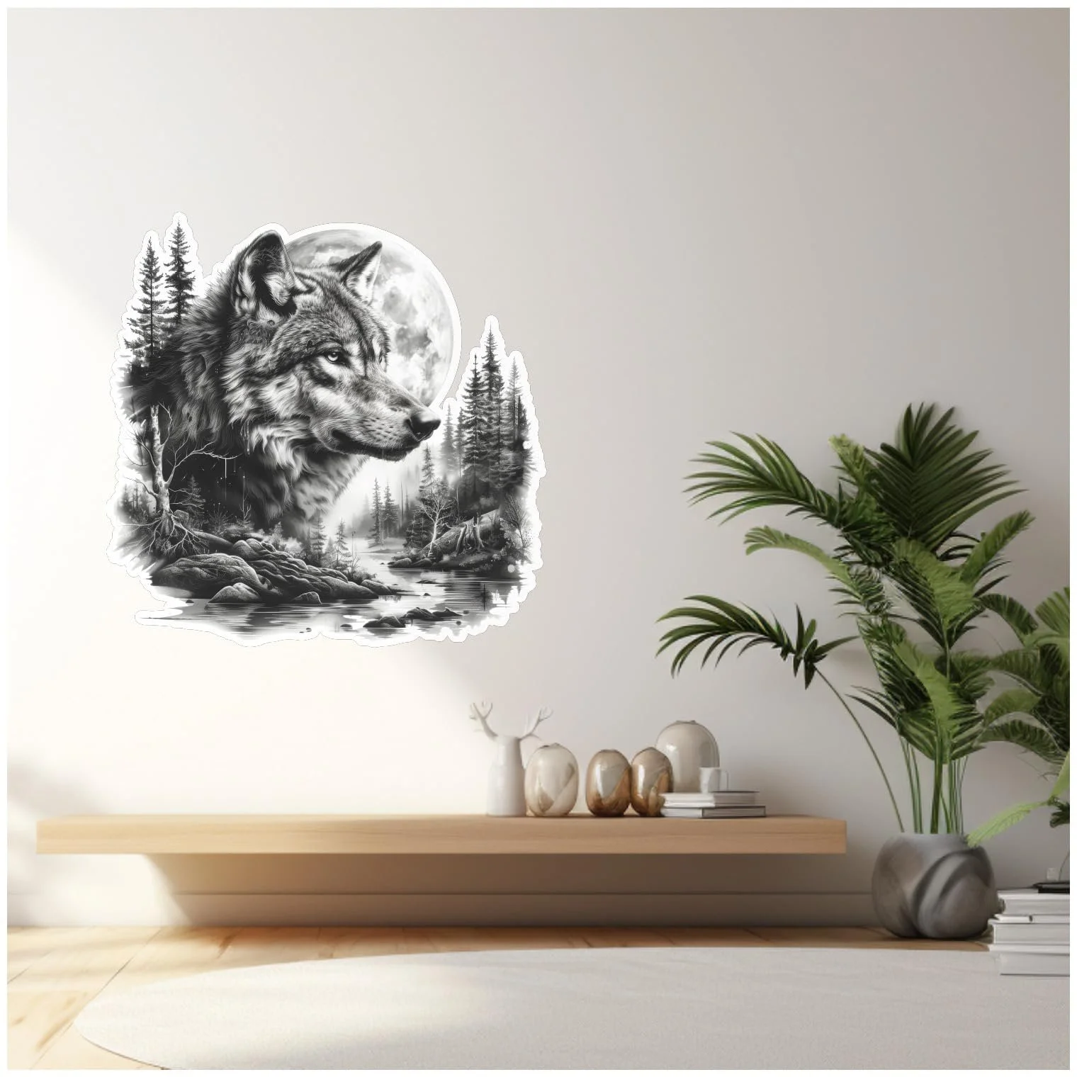 Наклейка на стену Samunshi Wolf in Forest 70 x 70 см, фото №3