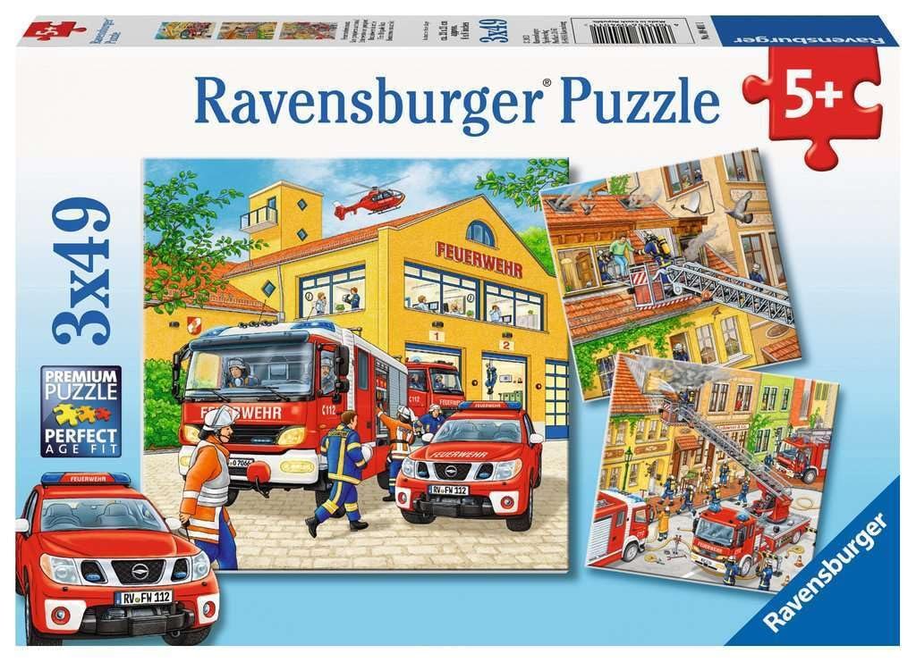 Детский пазл Ravensburger 09401 Пожарная команда 3 x 49 деталей, фото №1