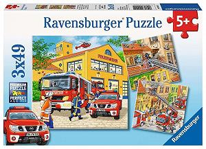 Детский пазл Ravensburger 09401 Пожарная команда 3 x 49 деталей - Фото 1
