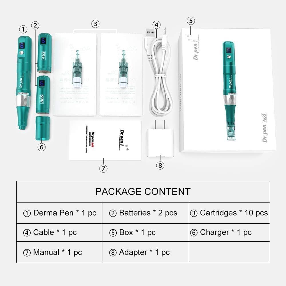Інструмент для мікроголкової терапії Dr.pen A6S, бездротовий, електричний, 6 швидкостей, десять 16-контактних картриджів, фото №4