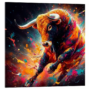 Картина на акриловому склі Posterlounge Spanischer Stier nobelart 70 x 70 см Різнокольорова - Фото 1