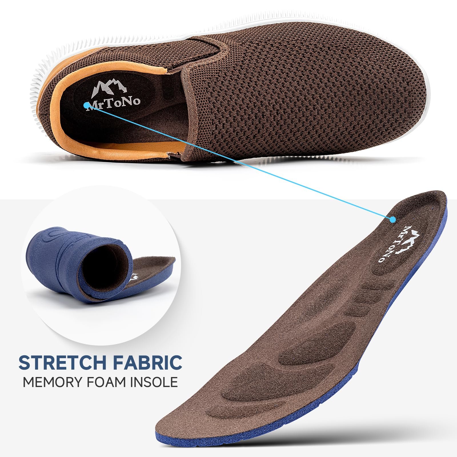 Кроссовки MrToNo Без шнурков Мужские Сетка Дышащие Повседневные Спортивные Легкие Удобные, фото №5