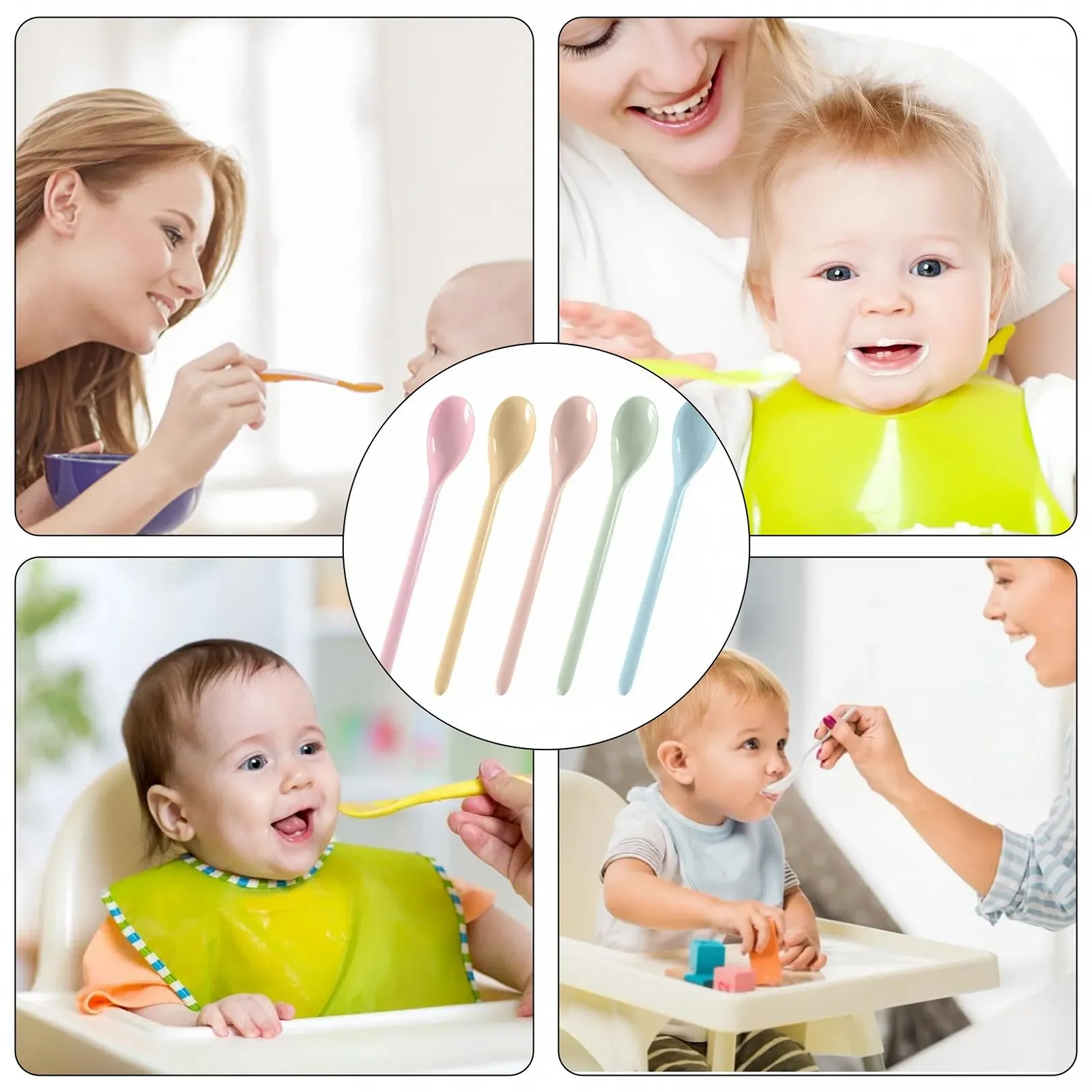 Набір із 5 пластикових ложок для яєць, довгі, фото №7