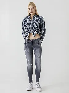 Джинси LTB Julita X Skinny Denim Medium із застібкою-блискавкою, низька посадка - Сірий synthetic.ua - Фото 1