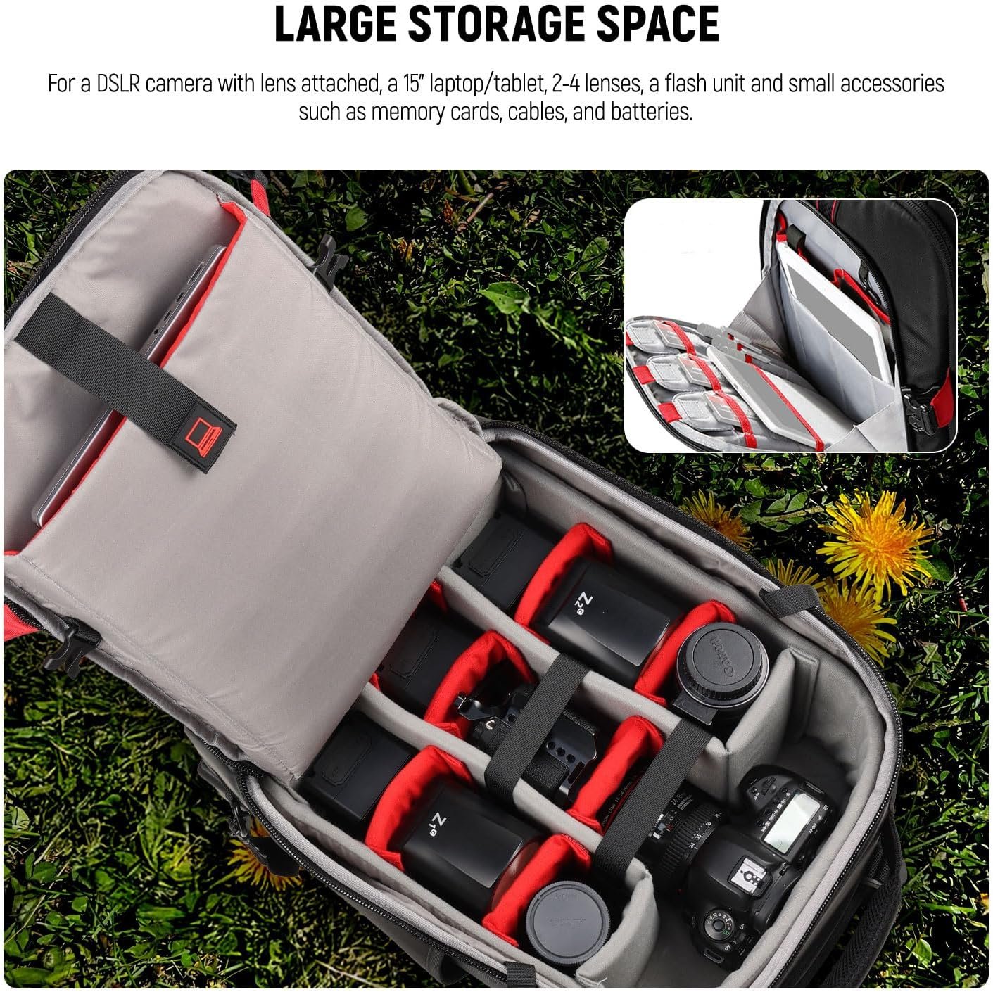 Рюкзак-валіза Neewer 2-в-1 / 62 x 37 x 30см / Чорний, фото №5