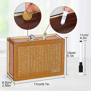 Скарбничка дерев'яна Wooden Money Box з числами та маркером Retro стиль synthetic.ua - Фото 1