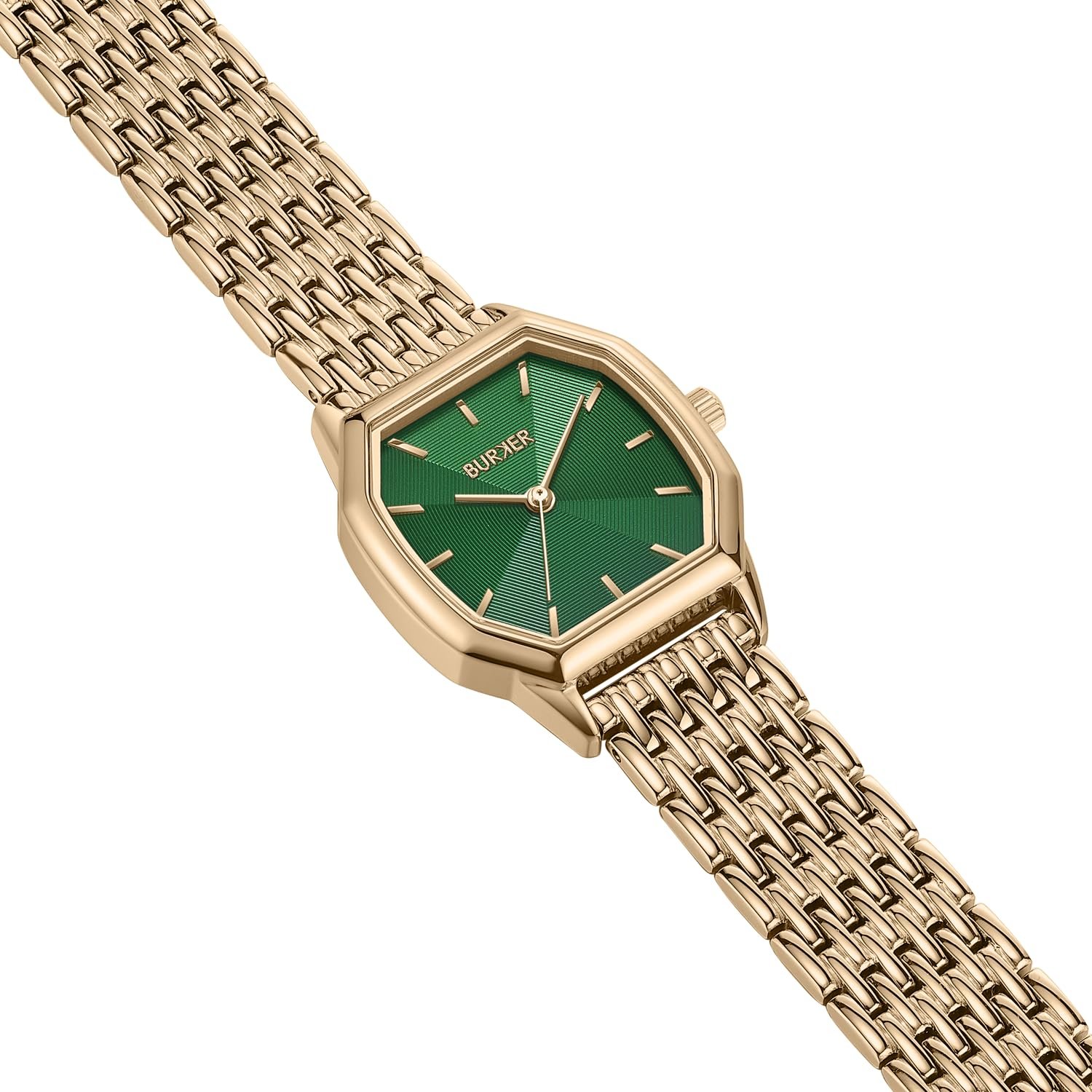 Женские Часы BURKER Julia Шестигранный Корпус Браслет со Звеньями Нержавеющая Сталь Аналоговый Кварц 3 ATM Водонепроницаемые - 32 мм - Золотой Зеленый, фото №5 Женские Часы BURKER Julia Шестигранный Корпус Браслет со Звеньями Нержавеющая Сталь Аналоговый Кварц 3 ATM Водонепроницаемые - 32 мм - Золотой Зеленый, фото №5