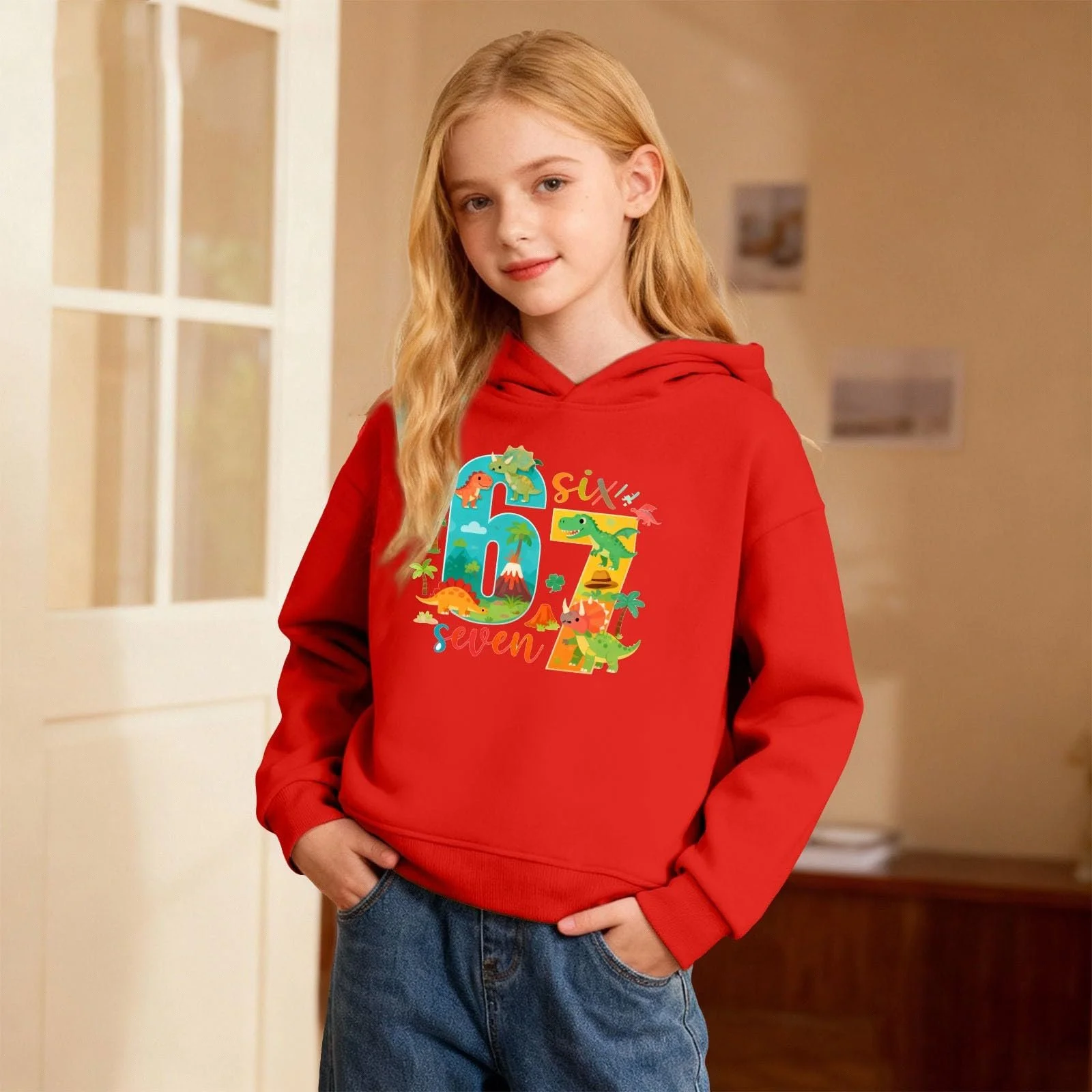 Худі 67 Meme Підлітковий Худі з довгими рукавами та принтом 67, фото №2 Худі 67 Meme Підлітковий Худі з довгими рукавами та принтом 67, фото №2