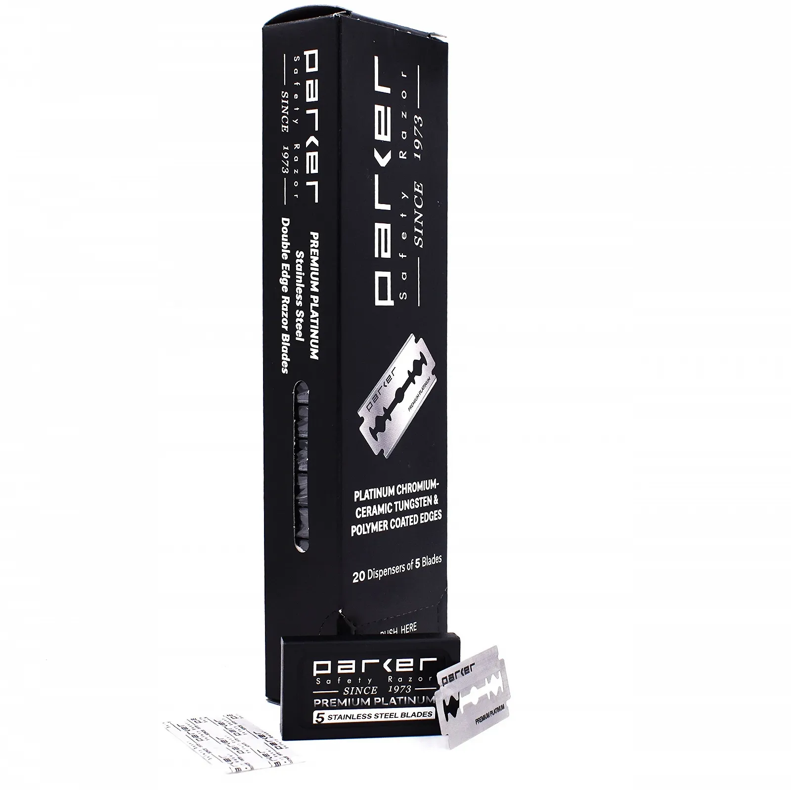 Лезвия для безопасной бритвы Parker Double Edge Platinum Tungsten Chrome 100 шт., фото №2
