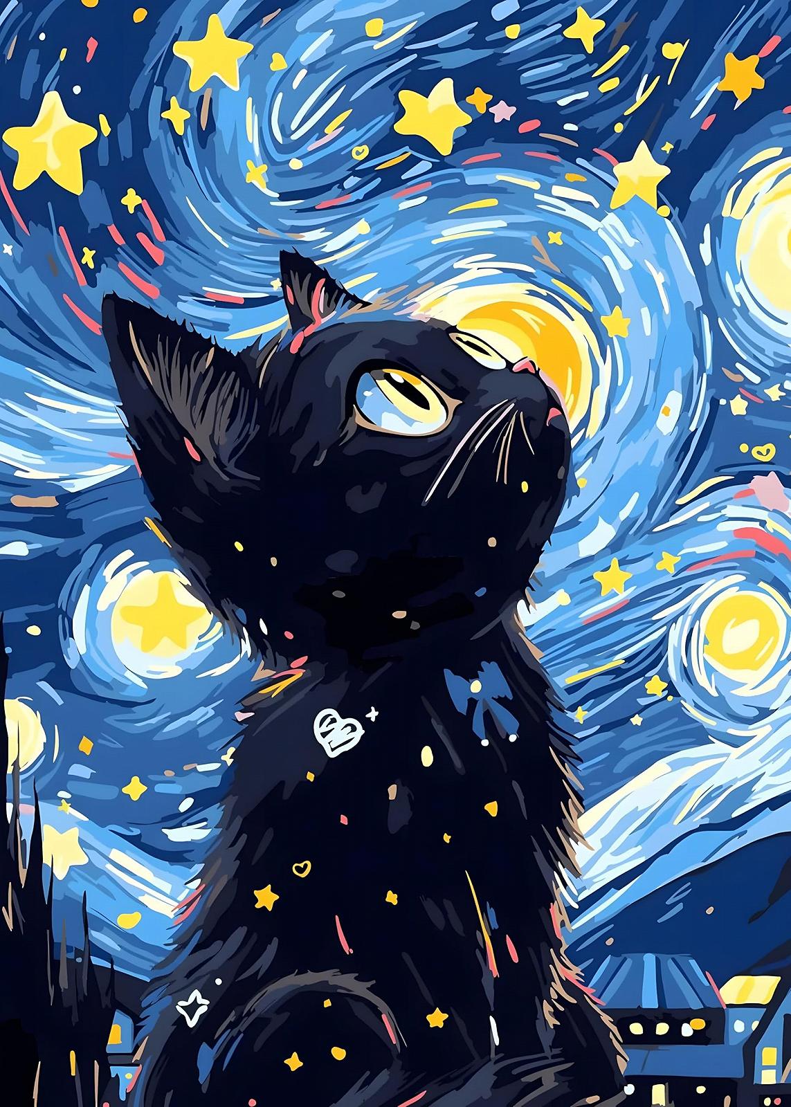 Пазл Magic Cats Starry Night Cat 1000 деталей 70 x 50 см, фото №1
