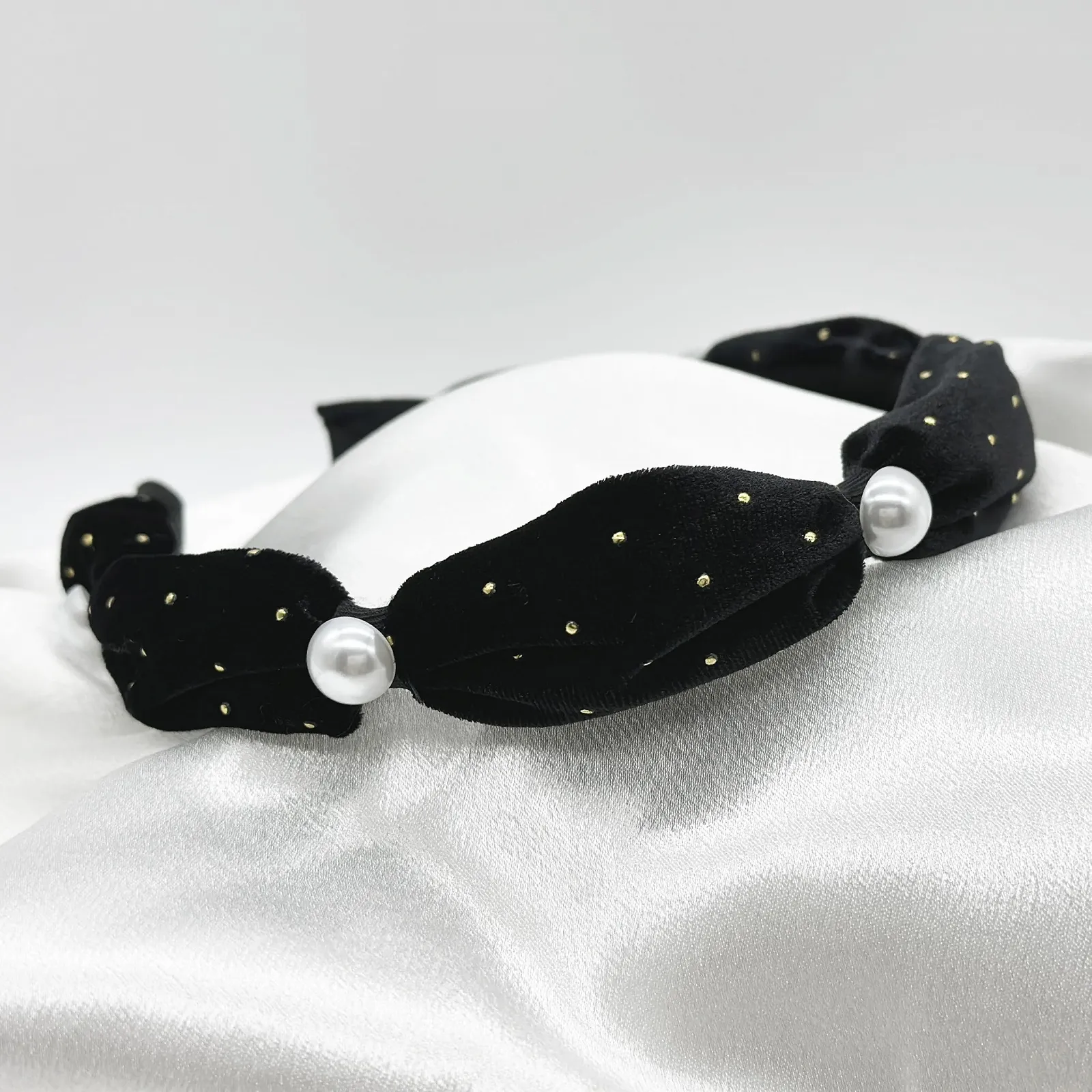 Обруч Бархатный с жемчугом, фото №3