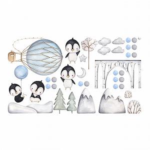 Набір наклейок на стіну GRAZDesign Пінгвіни та повітряна куля 100 x 57 см synthetic.ua - Фото 1