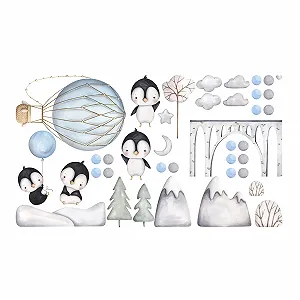 Набір наклейок на стіну GRAZDesign Пінгвіни та повітряна куля 100 x 57 см ціна на synthetic.ua - Фото 1 Набір наклейок на стіну GRAZDesign Пінгвіни та повітряна куля 100 x 57 см synthetic.ua - Фото 1