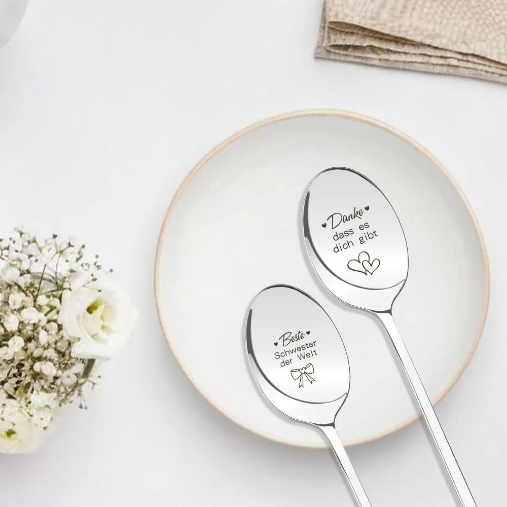 Ложка для десерту Без бренда Серія Модель З написом "Найкраща сестра у світі" Сріблястий, 2 шт. в упаковці, фото №6