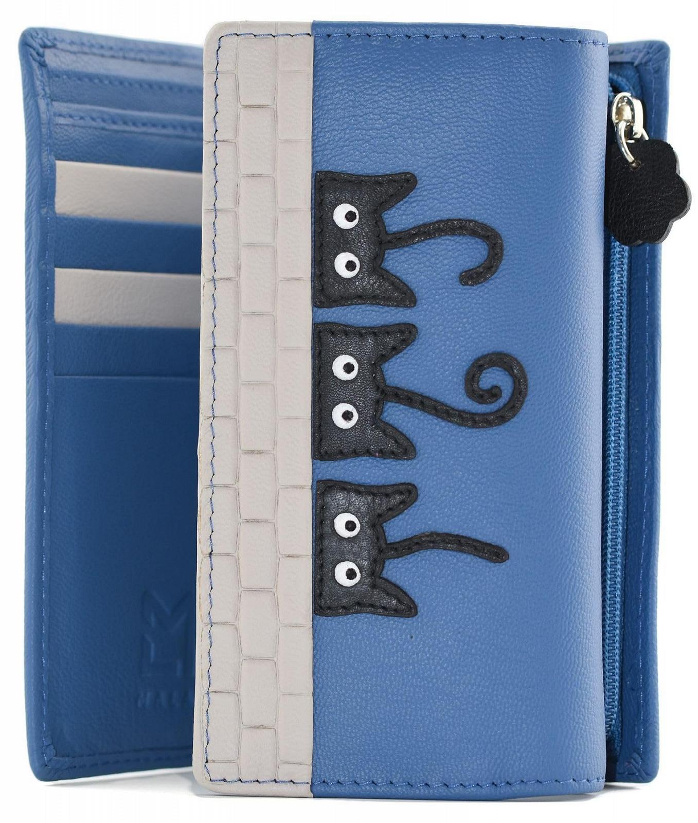 Кошелек три сложения Mala Leather Peek a Boo Cats Collection 3633_01, синий, стандартный размер, RFID, фото №4