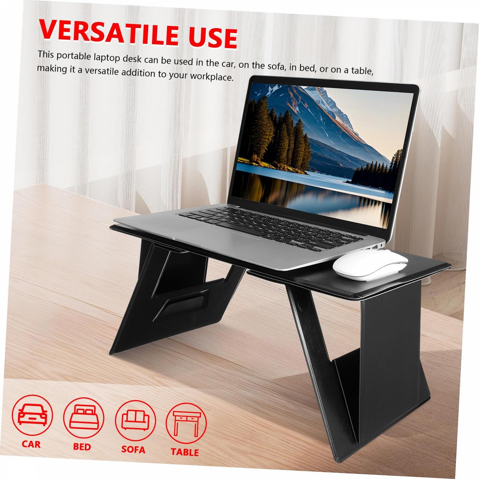 Складной Портативный Столик для Ноутбука с Нескользящей Поверхностью Регулируемый для Кровати Дивана Автомобиля Многофункциональный Складной Столик для Письма Чтения и Еды, фото №5