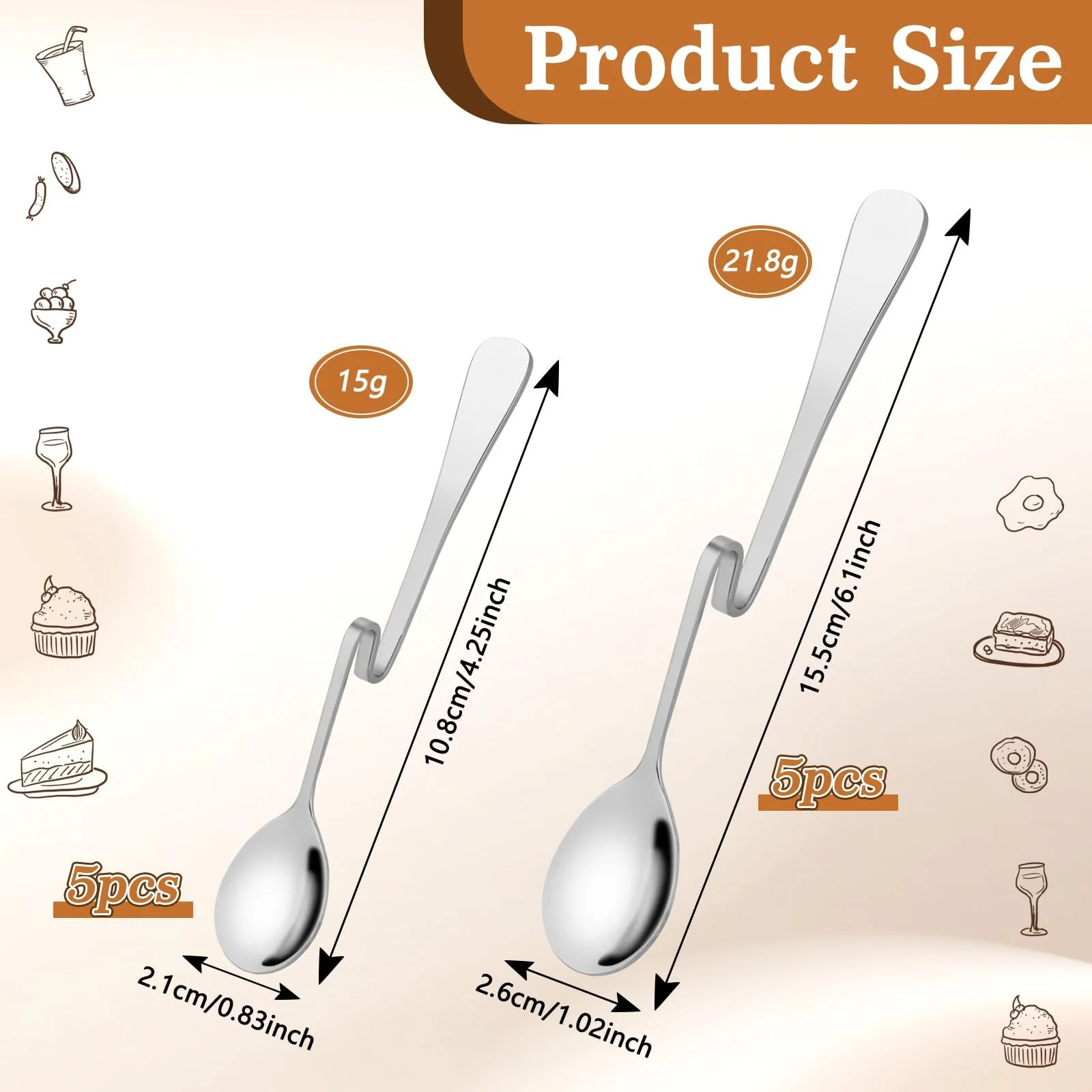 Ложка Кавова з нержавіючої сталі, набір 10 штук, фото №2