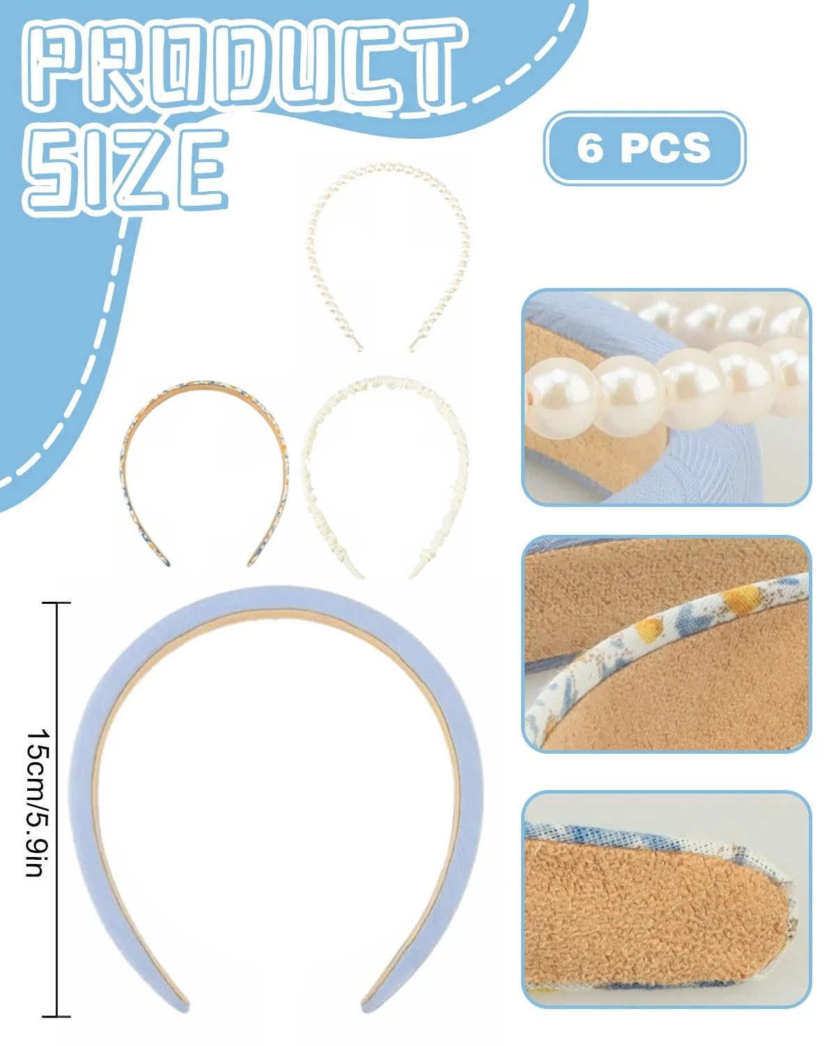 Набор женских обручей 6 штук, фото №2