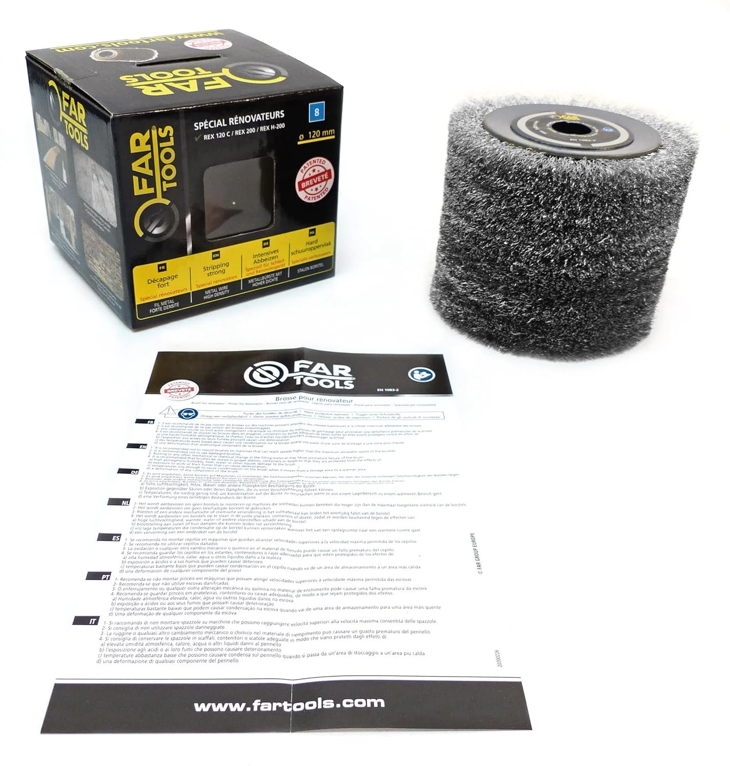 Щітка-вал Fartools до шліфувально-брашивальної машинки REX120 / 120 мм / Чорний, фото №2