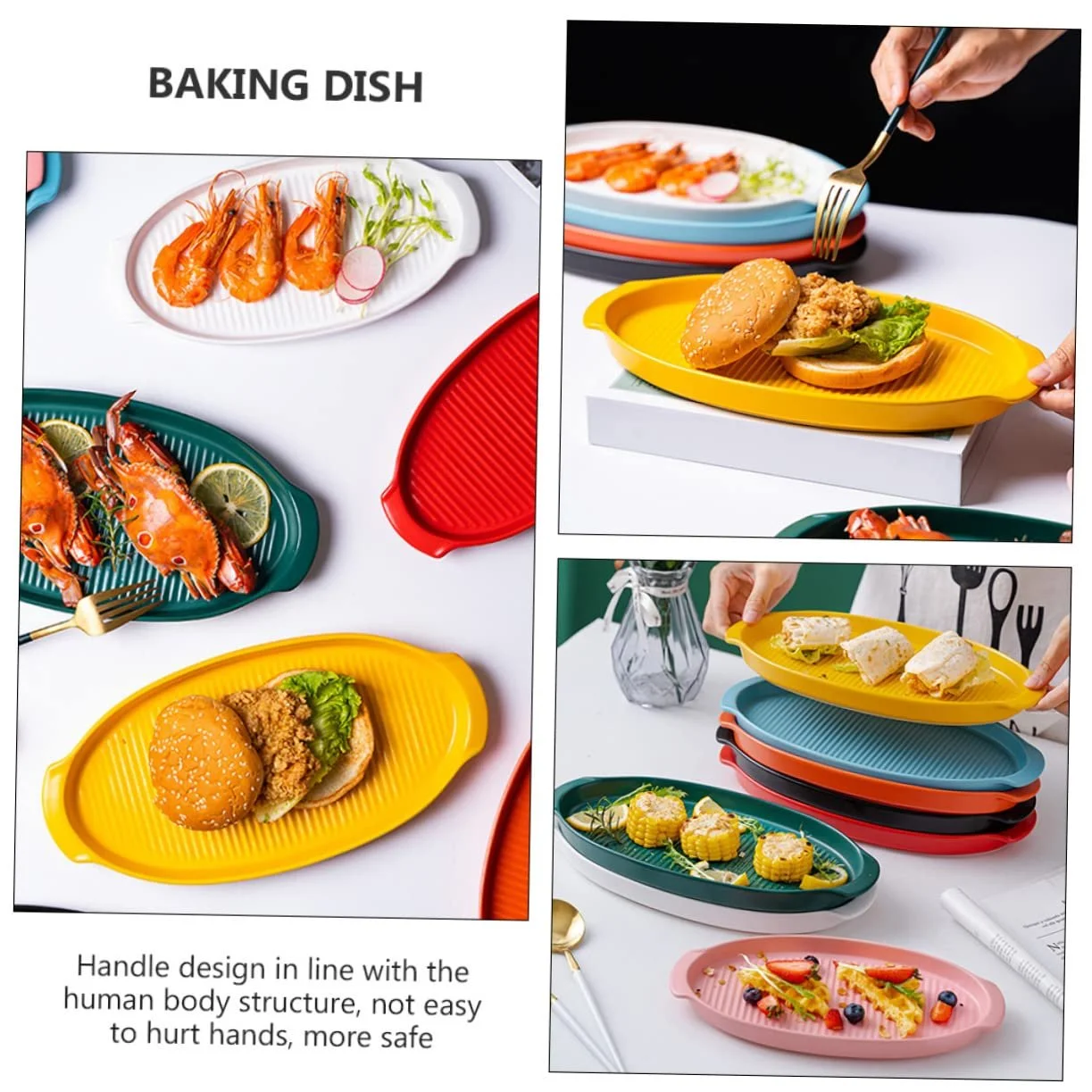 Керамическая форма для запекания TIDTALEO овальная с двойными ручками желтая, фото №5