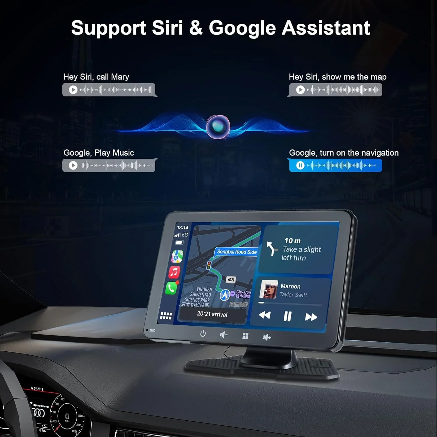 Автомагнітола Woibugee / 7" / Сенсорна / Apple CarPlay / Android Auto / Bluetooth / WI-FI / USB / AUX / TF slot, фото №5