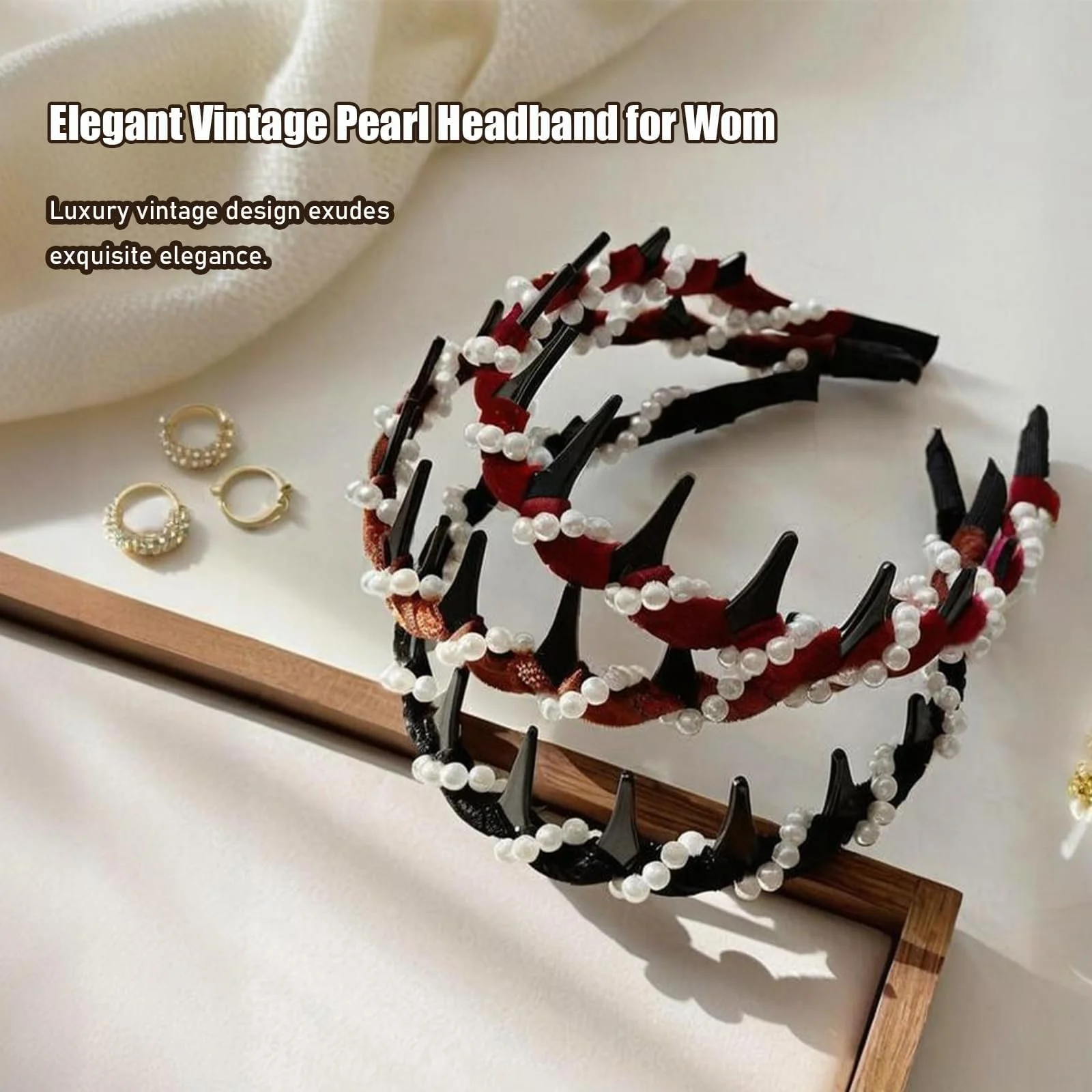 Вінтажний Обруч для Волосся з Перлинами, фото №5 Вінтажний Обруч для Волосся з Перлинами, фото №5