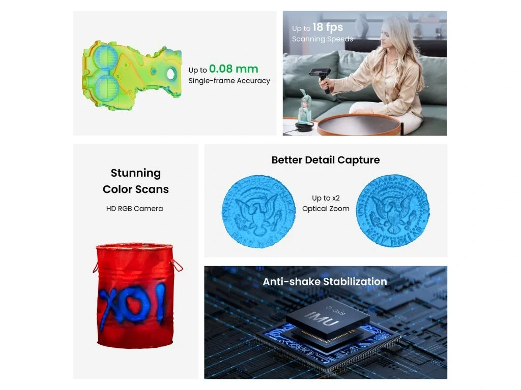 Revopoint POP 3 Plus Advanced Edition / Точность 0,08 мм / 18 FPS / Разрешение 0,05 мм / Черный, фото №7 Revopoint POP 3 Plus Advanced Edition / Точность 0,08 мм / 18 FPS / Разрешение 0,05 мм / Черный, фото №7