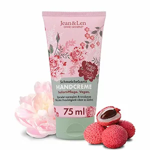 Крем для рук Jean & Len Пион и Личи увлажняет нормальные и сухие руки с провитамином B5, маслом ши и какао, веганский уход за руками, без парабенов и силиконов, 75 мл - Фото 1