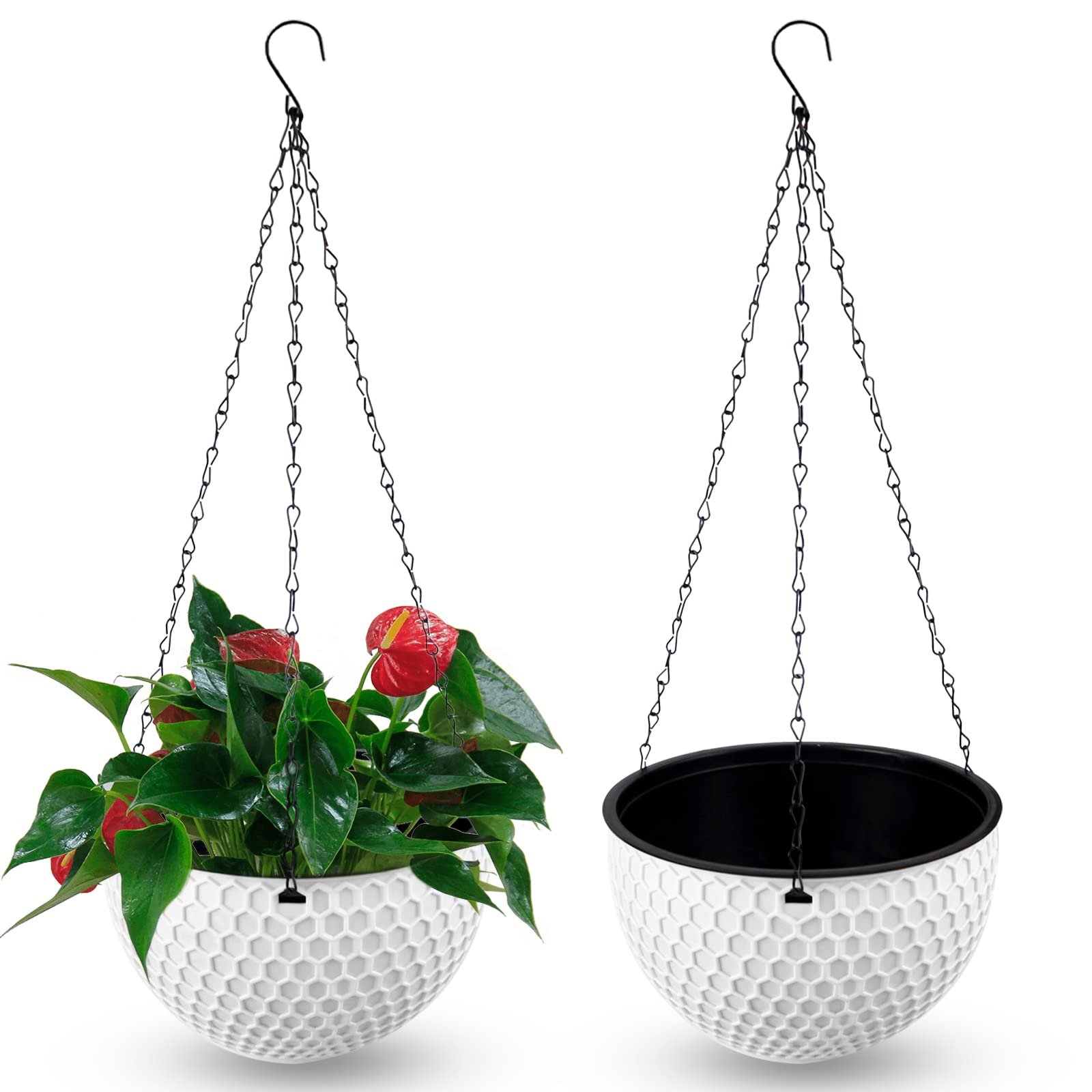 Підвісний кошик WZYTEU HUAPEN01 пластиковий з дренажним отвором та ланцюгами 21 см 2 шт., фото №1