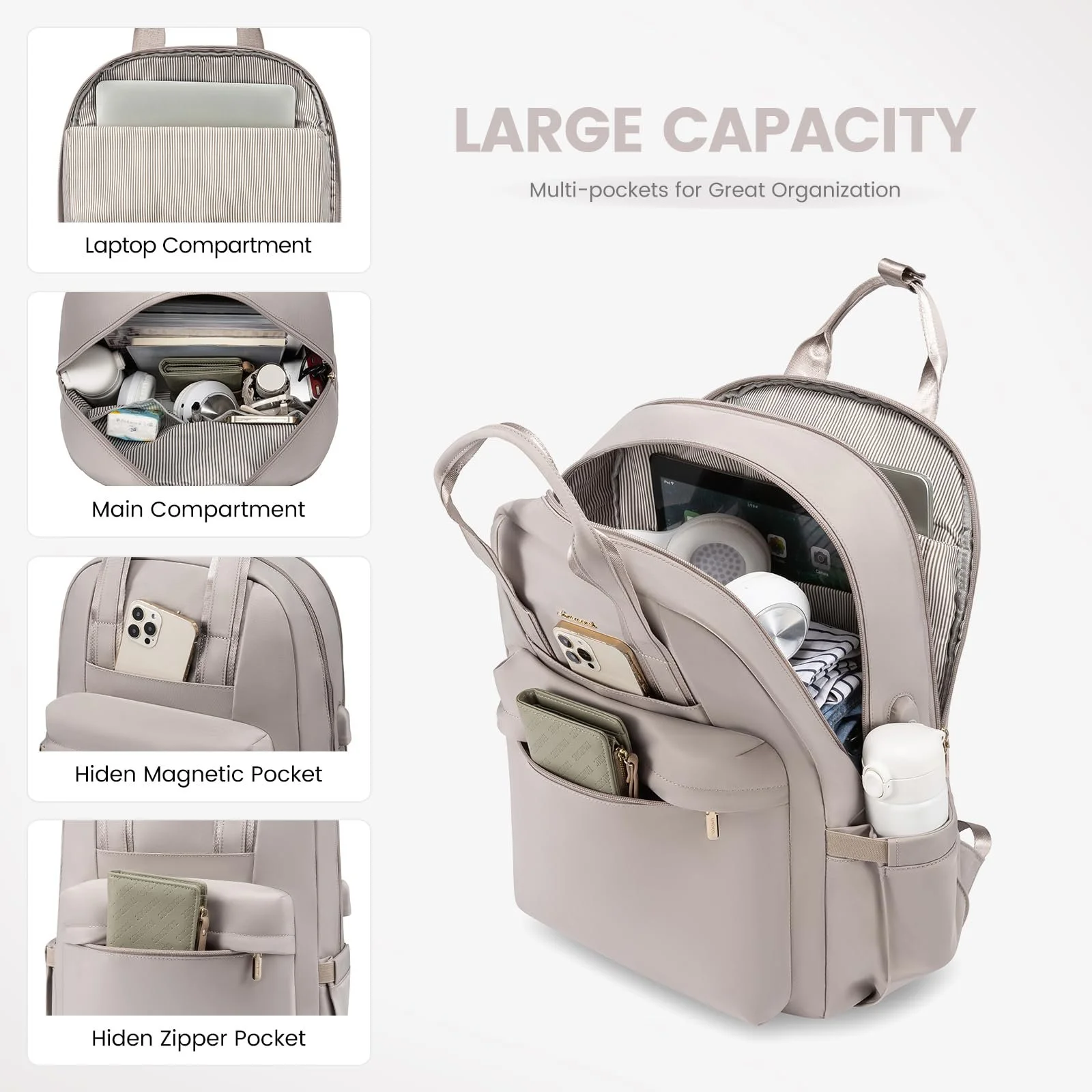 Рюкзак для ноутбука LOVEVOOK School 17.3 inch Waterproof A-taro grey, фото №2 Рюкзак для ноутбука LOVEVOOK School 17.3 inch Waterproof A-taro grey, фото №2