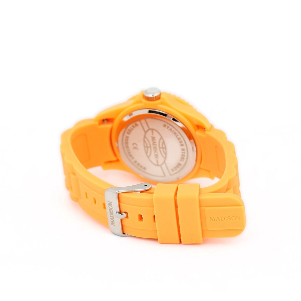 Унисекс часы Оранжевый Pastel Orange Madison New York Candy Time, оранжевый, размер блока, лента, фото №4