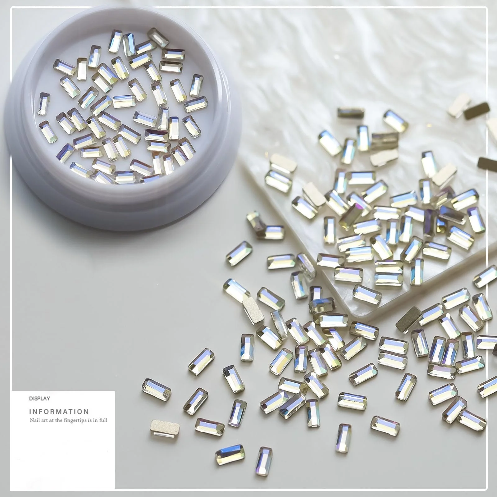 Кришталеві стрази Прямокутні плоскі стрази для дизайну нігтів Прозорий, фото №6