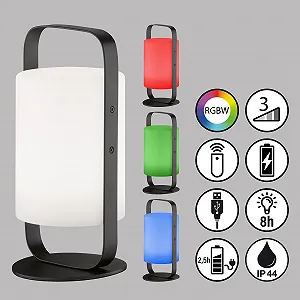 Настільна лампа FHL Easy Casoli акумуляторна з пультом ДК 3 рівні яскравості RGB 1x LED 0,5 + 0,3 Вт 41 Лм 3000 К Білий synthetic.ua - Фото 1