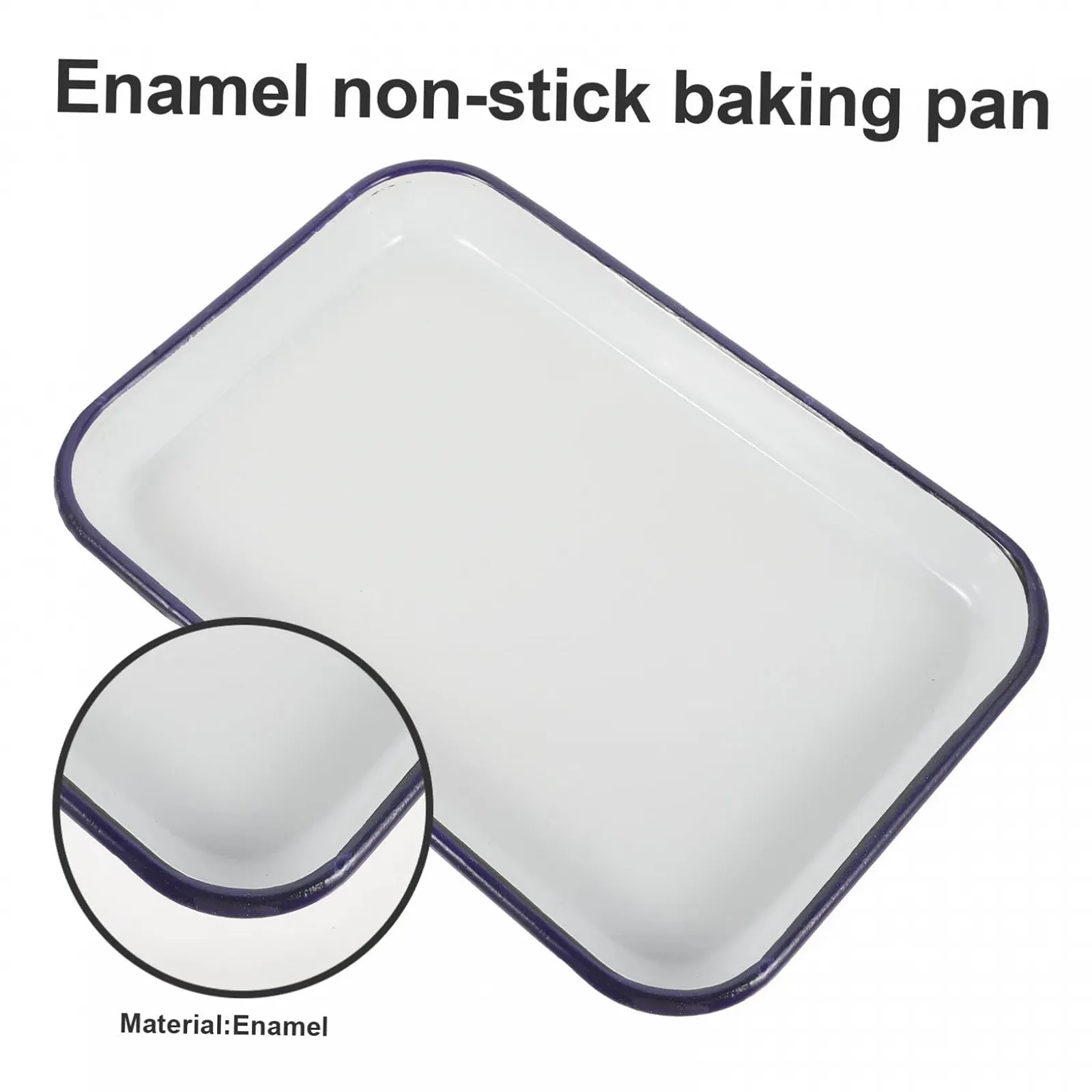 Деко для запікання емальоване прямокутне термостійке Біле, фото №7