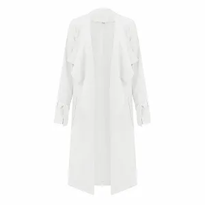 Тренч Жіночий Довгий Прямий Вільного Крою з Кишенями Вітрозахисний з Поясом synthetic.ua - Фото 1