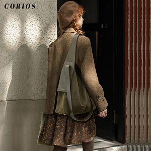 Сумка CORIOS замшева жіноча, осінньо-зимова, велика, ретро, м'яка зі штучної шкіри, елегантна для подорожей, роботи, шопінгу, зелена L synthetic.ua - Фото 1