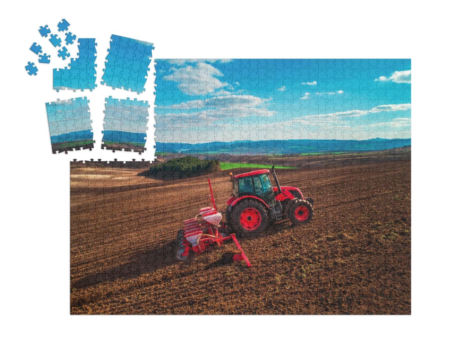 Пазл-адвент-календарь puzzleYOU Тракторы "Сельское хозяйство: фермер в тракторе готовит сельскохозяйственные угодья" 1000 элементов, фото №2