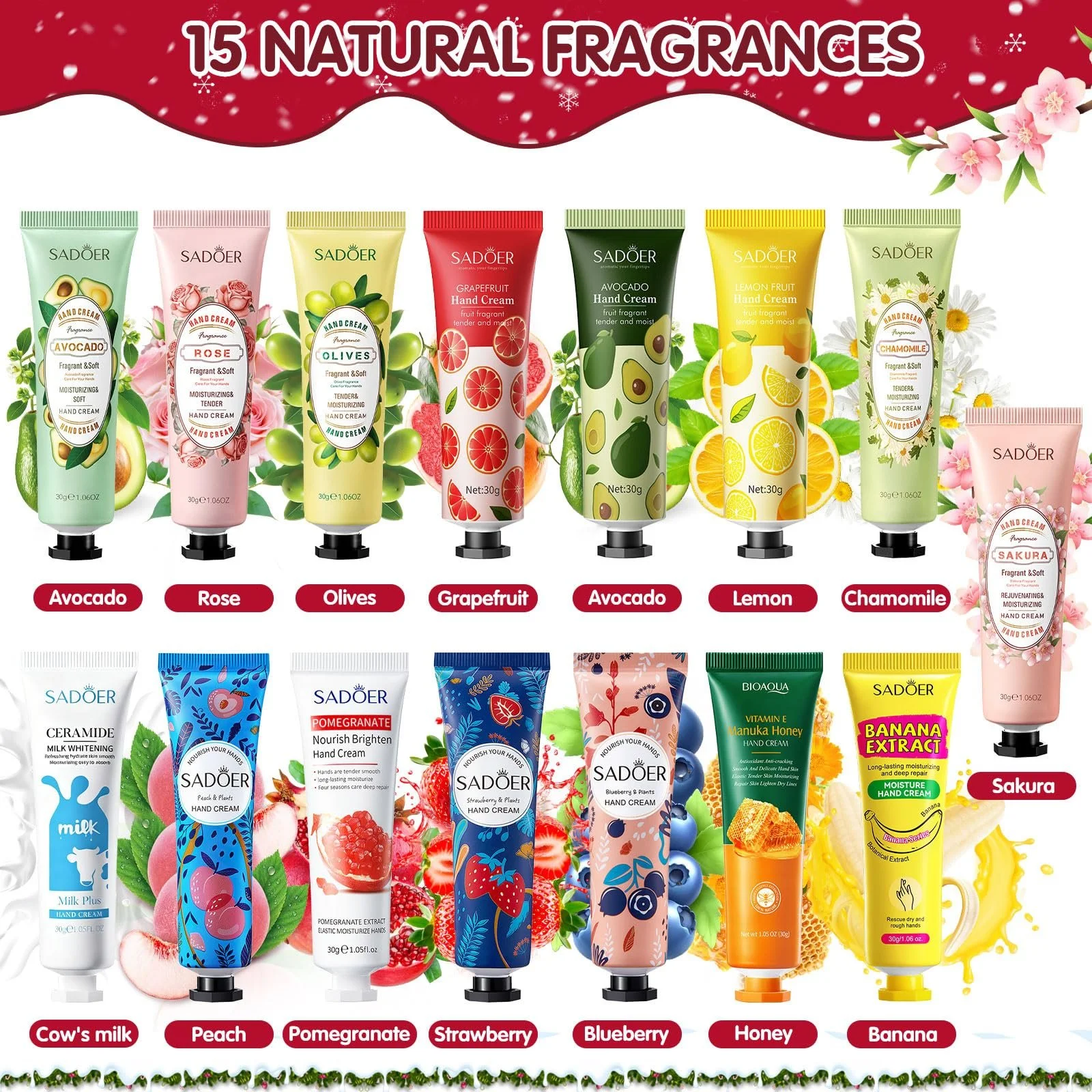 Набір кремів для рук, 15 штук Міні Різдвяний подарунковий набір, фото №2 Набір кремів для рук, 15 штук Міні Різдвяний подарунковий набір, фото №2