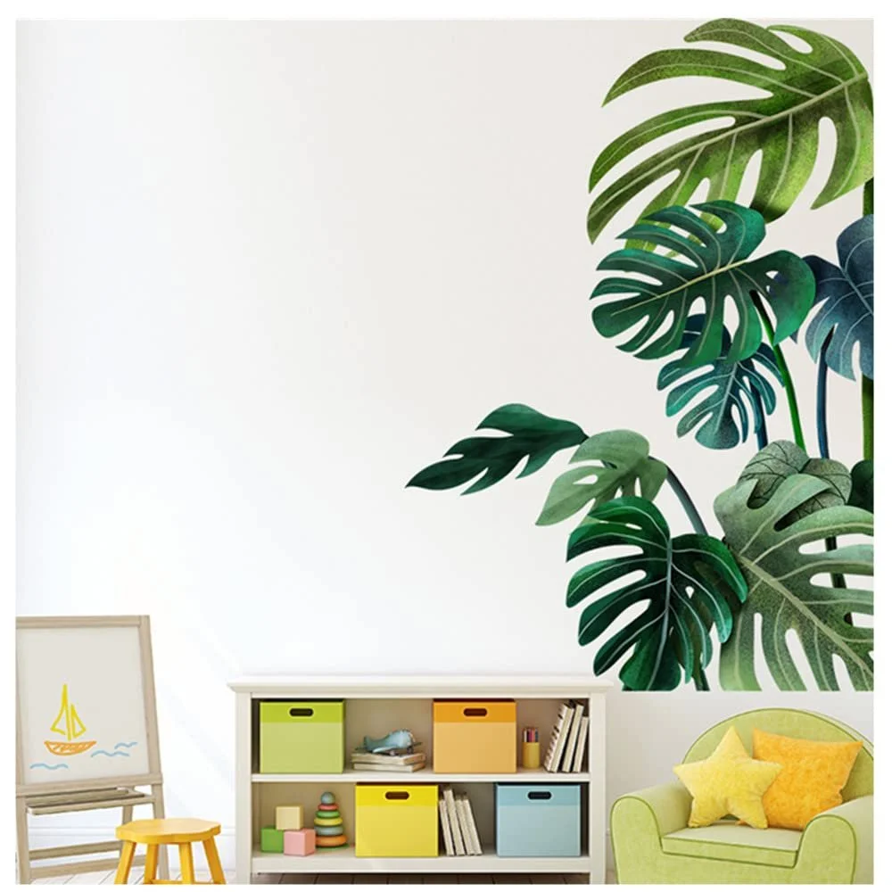 Наклейка на стіну Tropical Green Leaves Plant Turtle Leaf DIY Велика Зелена, фото №4