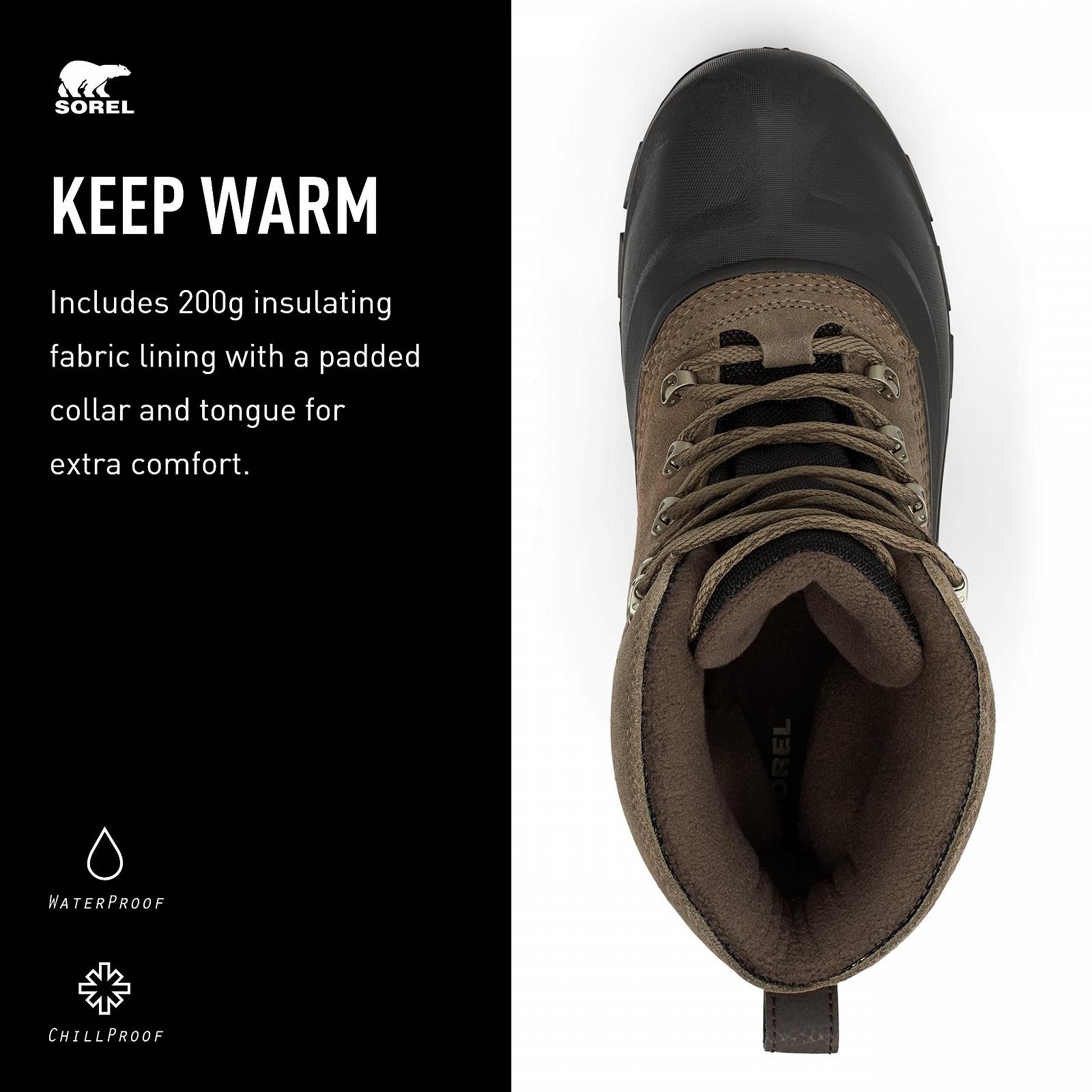 Чоловічі Зимові Чоботи Sorel Buxton Водонепроникні Коричневий (Major x Black) 40 EU, фото №4