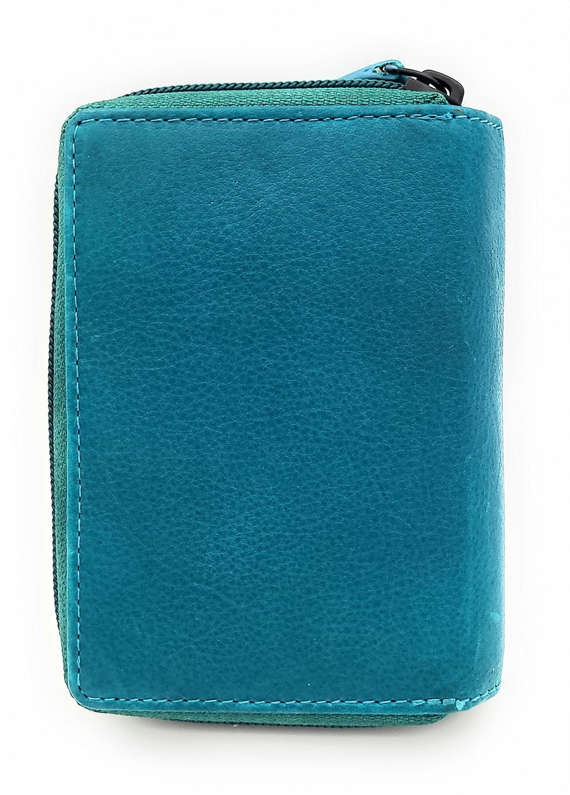 Кошелек Женский из Натуральной Кожи Waxed Cowhide, Место для 19 Карточек, Петроль, Casual, фото №5