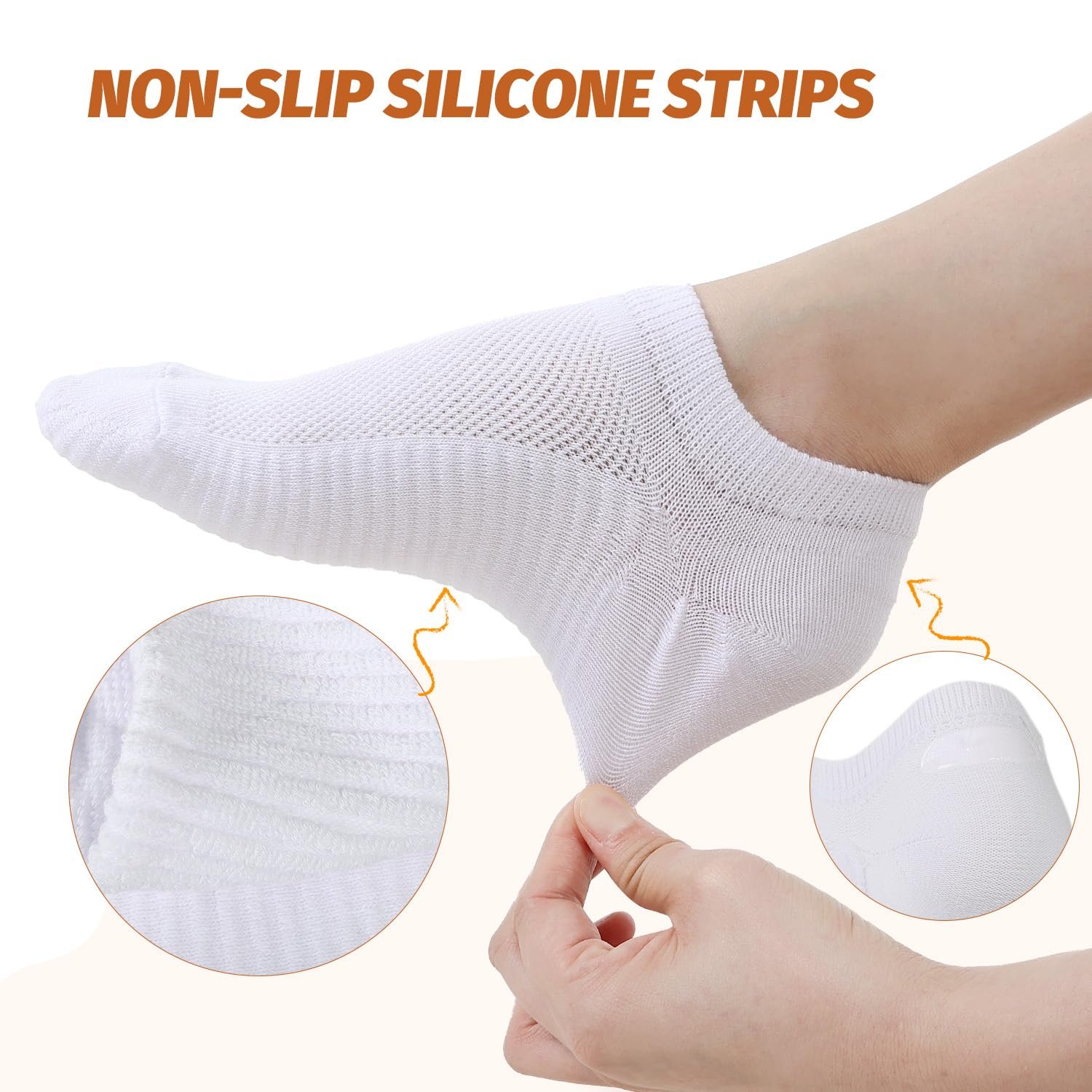 Носки-следки Женские 35-38 39-42, Носки с силиконом против скольжения, Носки для бега, Короткие носки с смягчением, Невидимые, фото №2