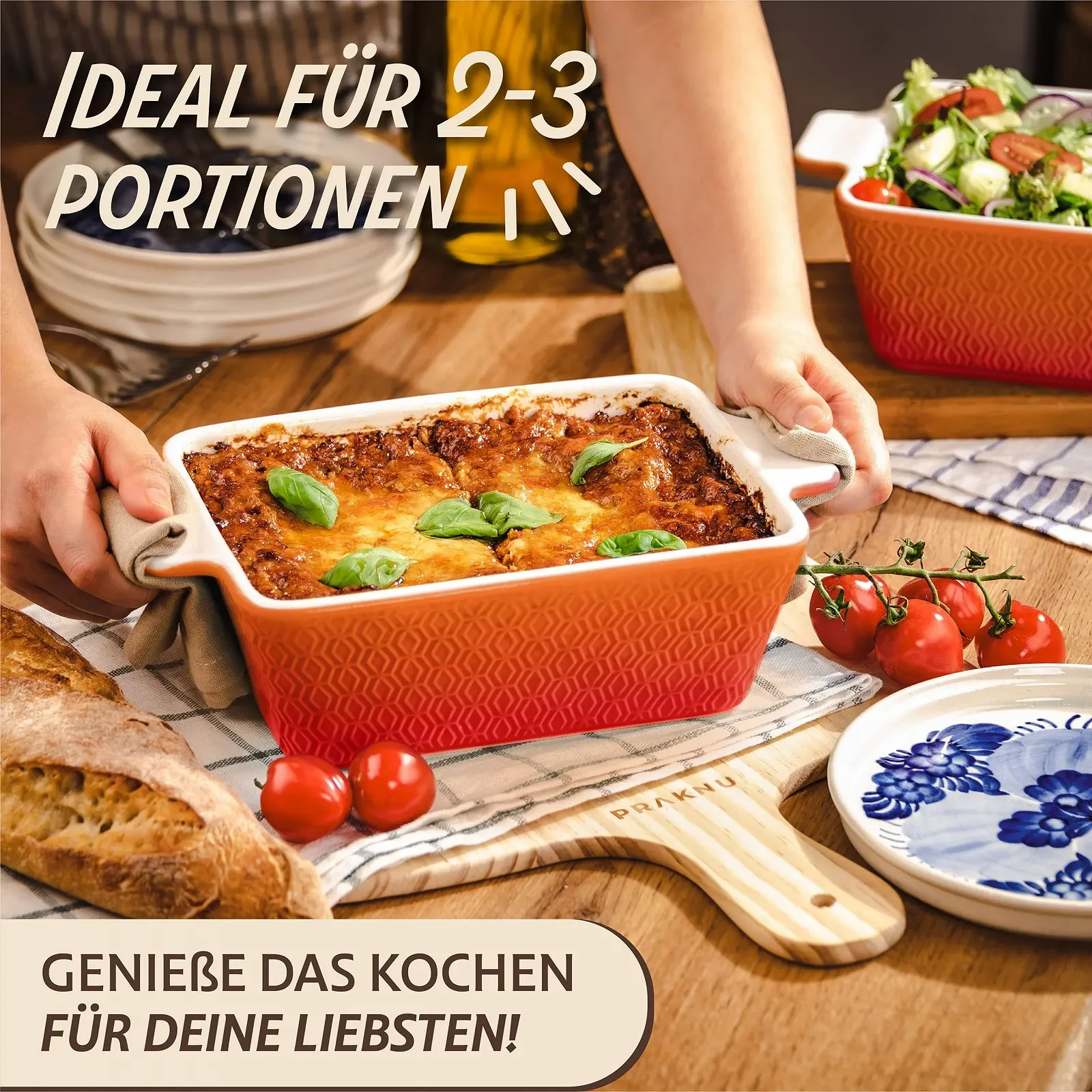 Форма для запекания Praknu керамическая прямоугольная с высоким бортом синяя 21 x 16 x 8 см, фото №2 Форма для запекания Praknu керамическая прямоугольная с высоким бортом синяя 21 x 16 x 8 см, фото №2