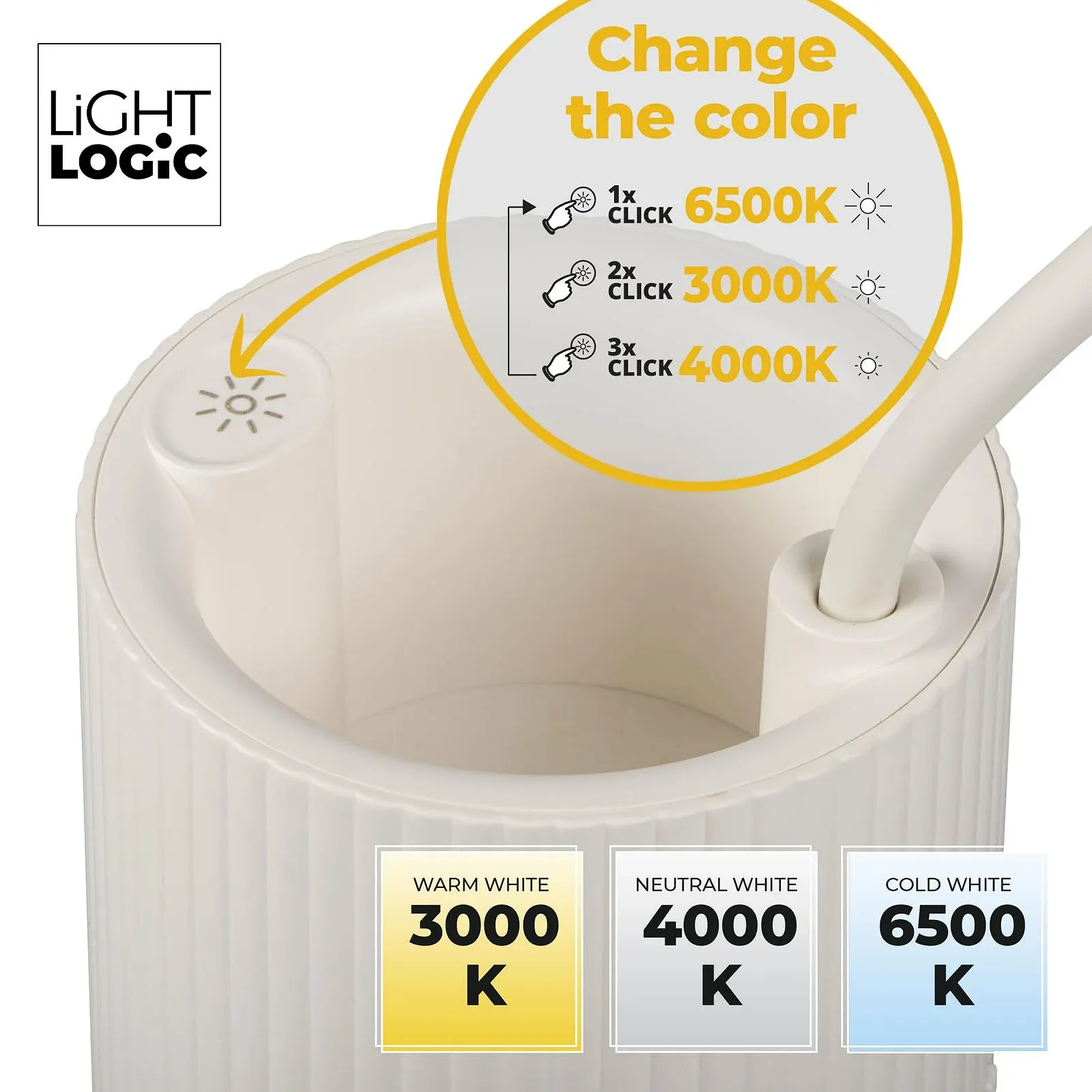 Настільна лампа LightLogic LL LANKI DIM CCT W Акумуляторна з органайзером Біла, фото №6