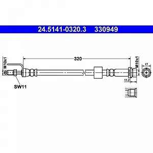 Тормозной шланг ATE 24.5141-0320.3 для FORD, передний мост - Фото 1