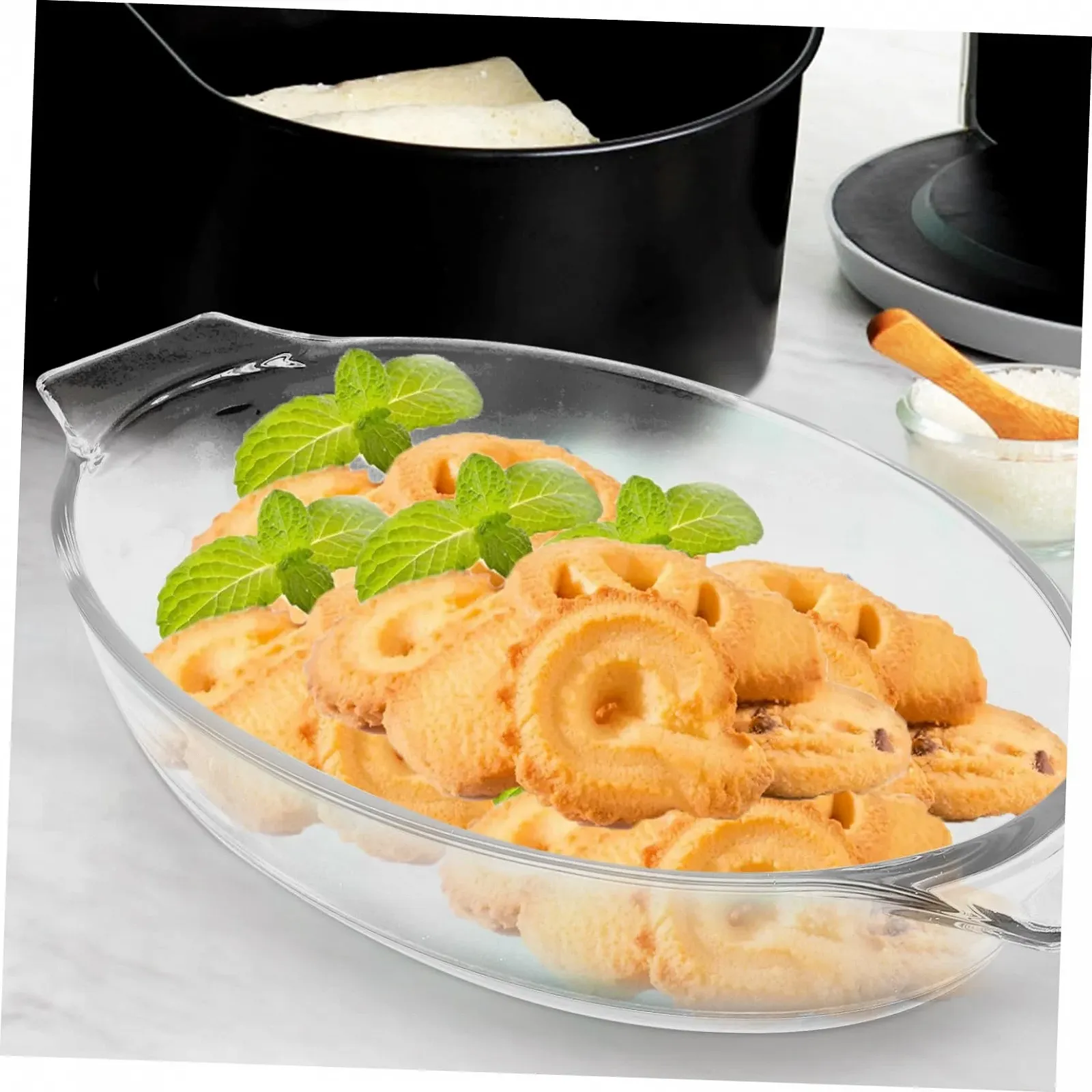 Форма для випікання Sosoport скляна з ручками жаростійка прозора Borosilicate Glass, фото №5