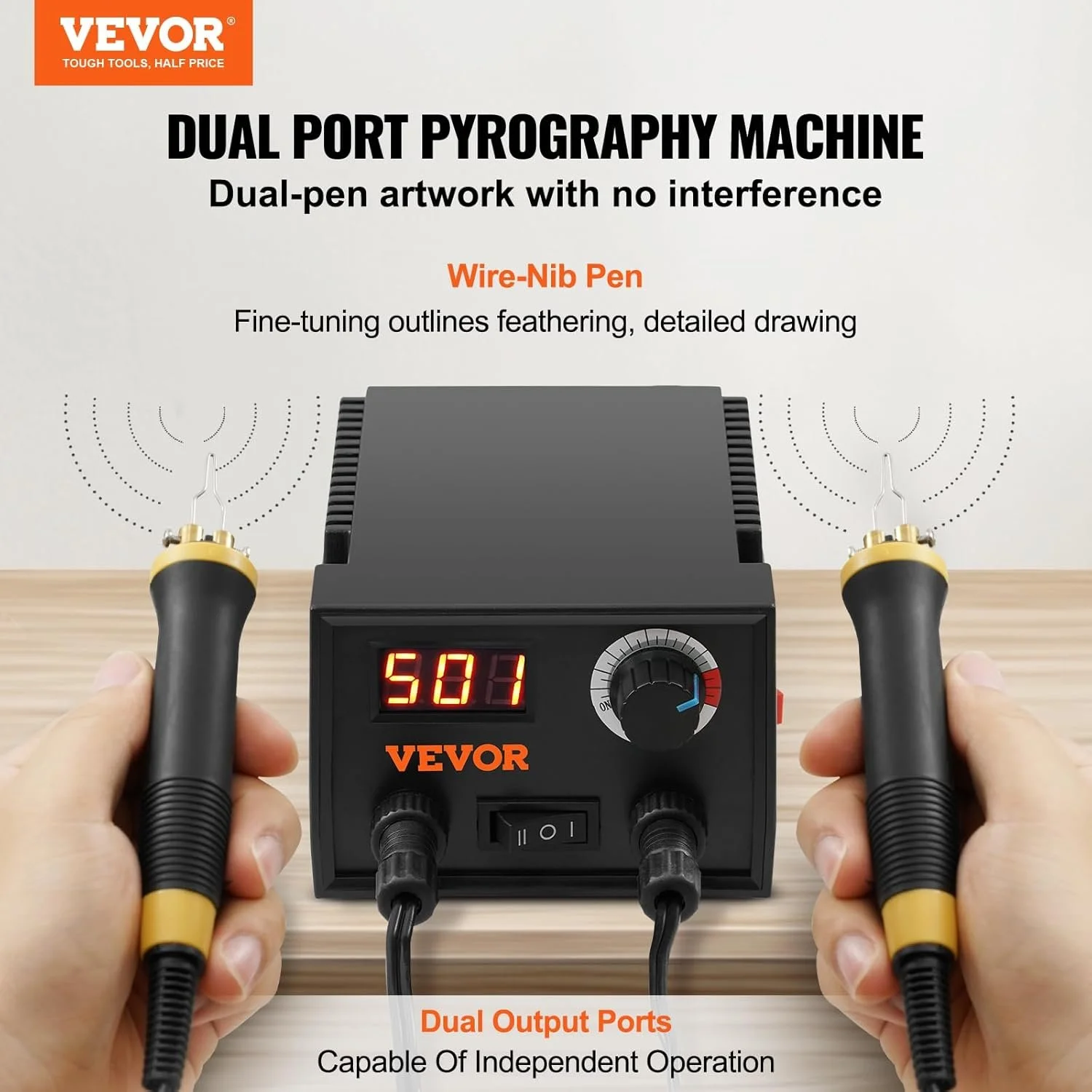 Набір для випалювання по дереву VEVOR LH50 Чорний, фото №4 Набір для випалювання по дереву VEVOR LH50 Чорний, фото №4