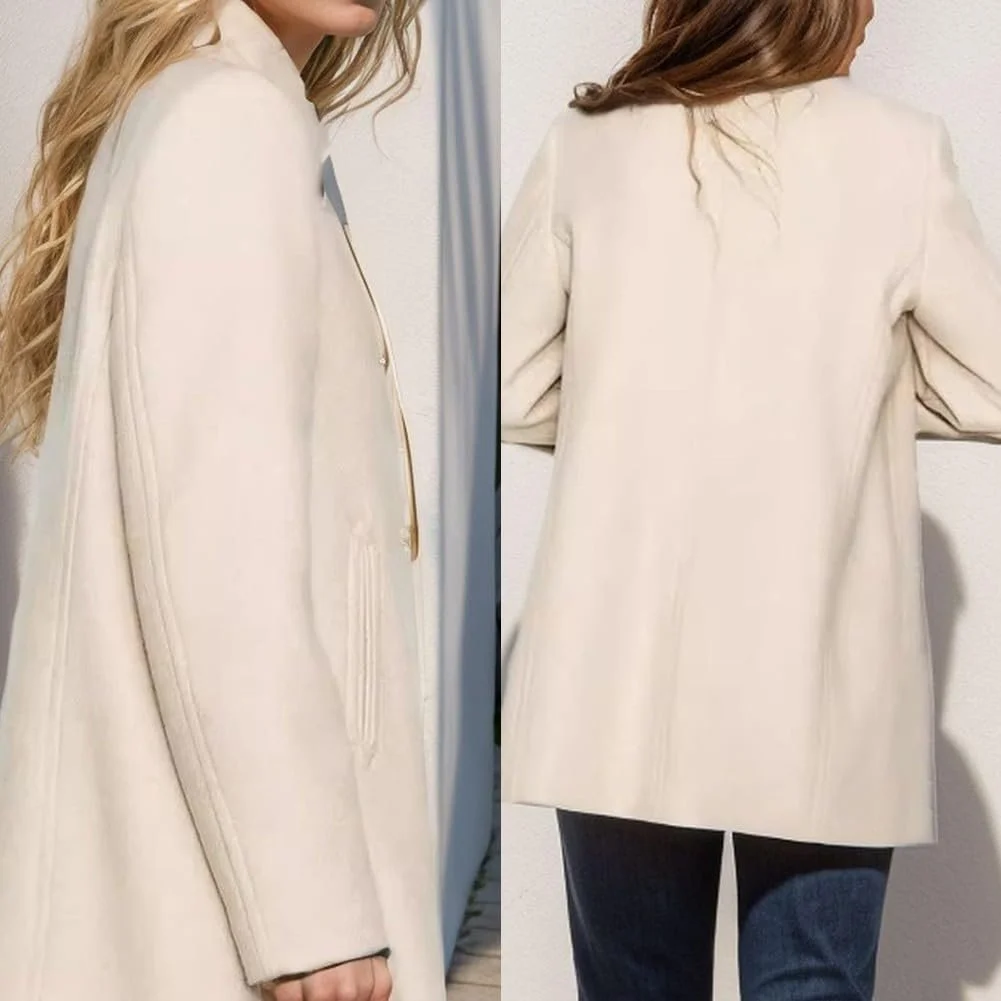 Шерстяное пальто Moderner с длинными рукавами и отложным воротником, темно-синего цвета, фото №5 Шерстяное пальто Moderner с длинными рукавами и отложным воротником, темно-синего цвета, фото №5