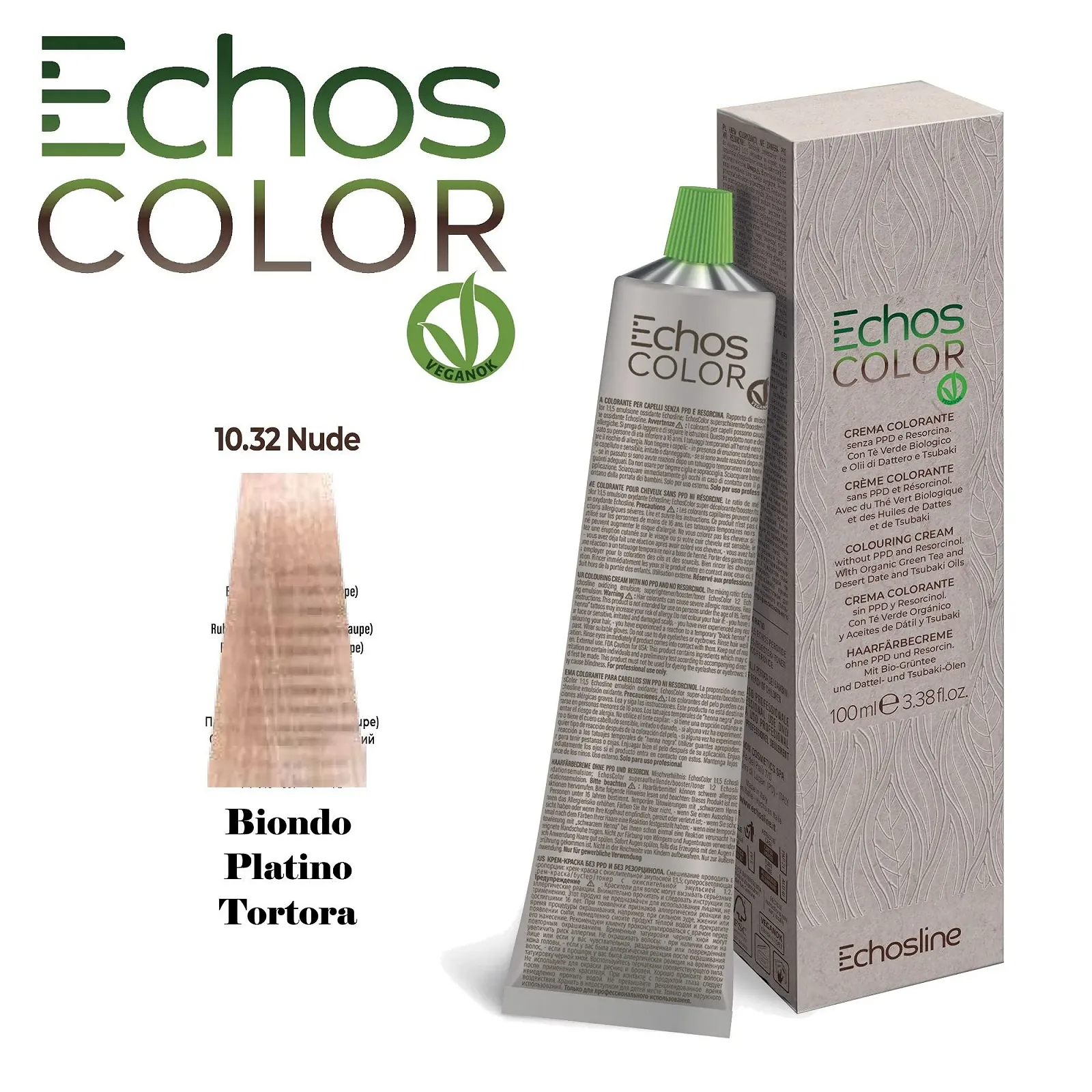 Крем-фарба для волосся Echos Color 10.32 Nude Platinum Blonde Taupe, 100 мл, фото №2 Крем-фарба для волосся Echos Color 10.32 Nude Platinum Blonde Taupe, 100 мл, фото №2